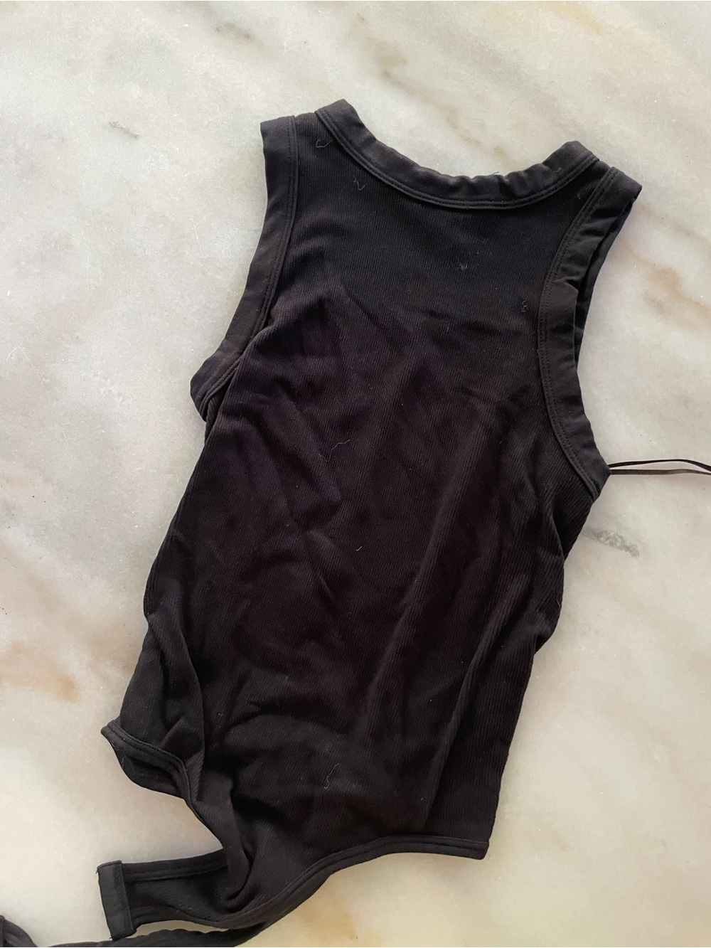 Sleeveless Black Ribbed Tank Bodysuit - Women's Basic Top